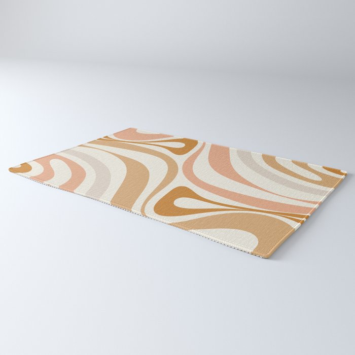 New Groove Retro Swirls Abstract Pattern in Pale Boho Blush Apricot Sand Rug Gallery Image 3