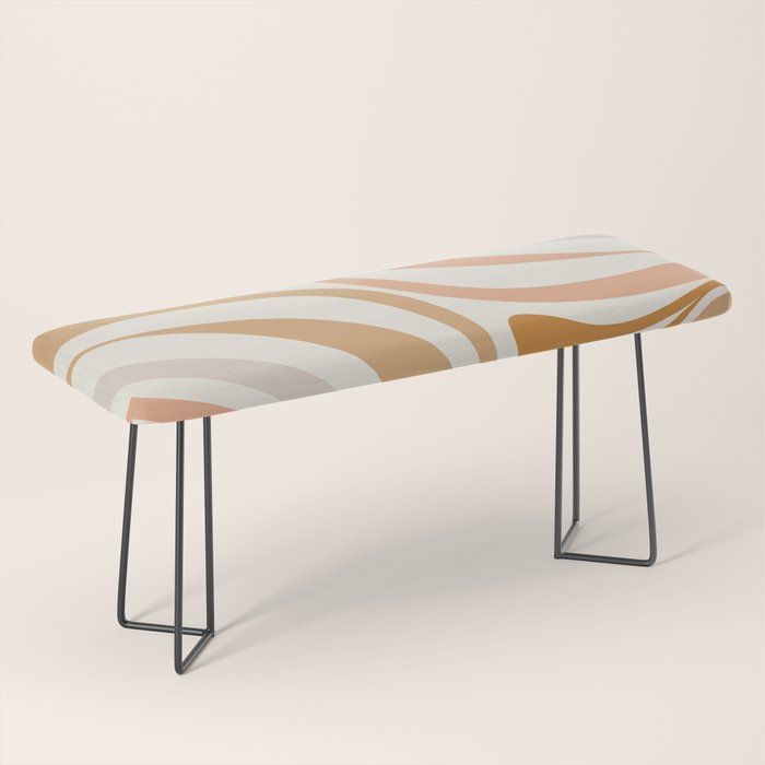 New Groove Retro Swirls Abstract Pattern in Pale Boho Blush Apricot Sand Bench Gallery Image 1