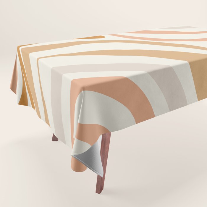 New Groove Retro Swirls Abstract Pattern in Pale Boho Blush Apricot Sand Tablecloth Gallery Image 1