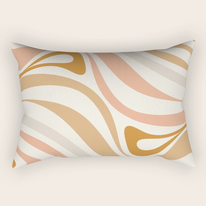 New Groove Retro Swirls Abstract Pattern in Pale Boho Blush Apricot Sand Rectangular Pillow Gallery Image 1