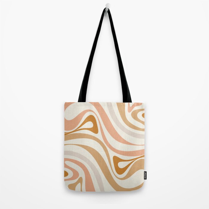 New Groove Retro Swirls Abstract Pattern in Pale Boho Blush Apricot Sand Tote Bag Gallery Image 2