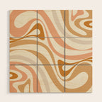 New Groove Retro Swirls Abstract Pattern in Pale Boho Blush Apricot Sand Wood Wall Art Gallery Image 1