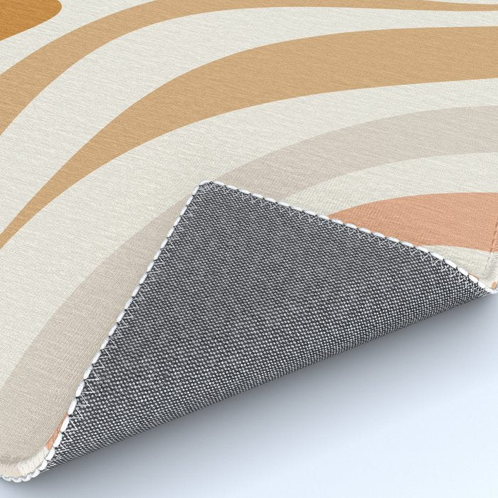 New Groove Retro Swirls Abstract Pattern in Pale Boho Blush Apricot Sand Rug Gallery Image 4