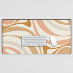 New Groove Retro Swirls Abstract Pattern in Pale Boho Blush Apricot Sand Desk Mat Gallery Image 1