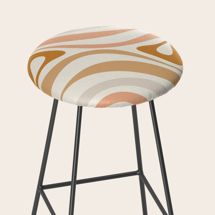 New Groove Retro Swirls Abstract Pattern in Pale Boho Blush Apricot Sand Stool Gallery Image 2