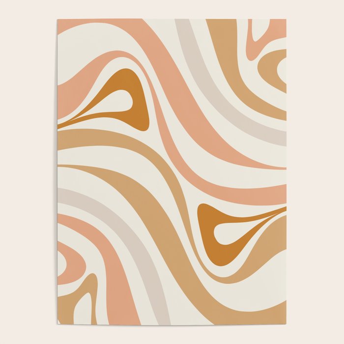 New Groove Retro Swirls Abstract Pattern in Pale Boho Blush Apricot Sand Poster Gallery Image 4