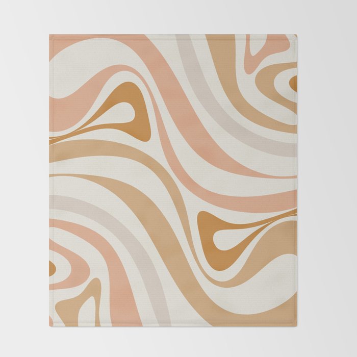 New Groove Retro Swirls Abstract Pattern in Pale Boho Blush Apricot Sand Throw Blanket Gallery Image 2