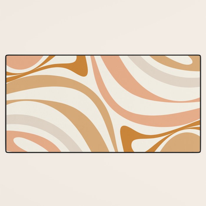 New Groove Retro Swirls Abstract Pattern in Pale Boho Blush Apricot Sand Desk Mat Gallery Image 3