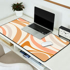 New Groove Retro Swirls Abstract Pattern in Pale Boho Blush Apricot Sand Desk Mat Gallery Image 2