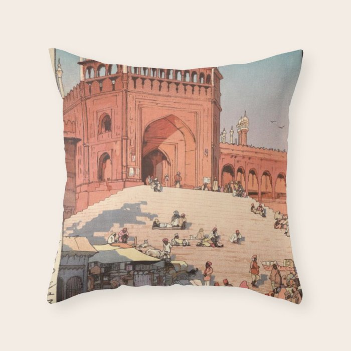 Jami Masjid Delhi From The India And Southeast Asia Series By Yoshida Hiroshi Throw Pillow Gallery Image 6