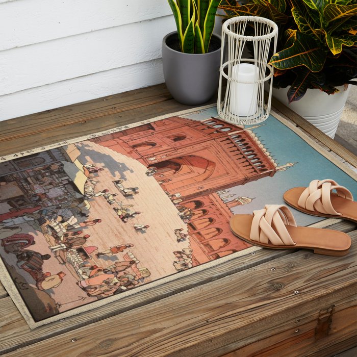 Jami Masjid Delhi From The India And Southeast Asia Series By Yoshida Hiroshi Outdoor Rug Gallery Image 2