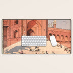 Jami Masjid Delhi From The India And Southeast Asia Series By Yoshida Hiroshi Desk Mat Gallery Image 1