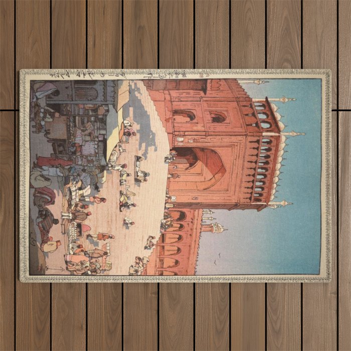Jami Masjid Delhi From The India And Southeast Asia Series By Yoshida Hiroshi Outdoor Rug Gallery Image 1