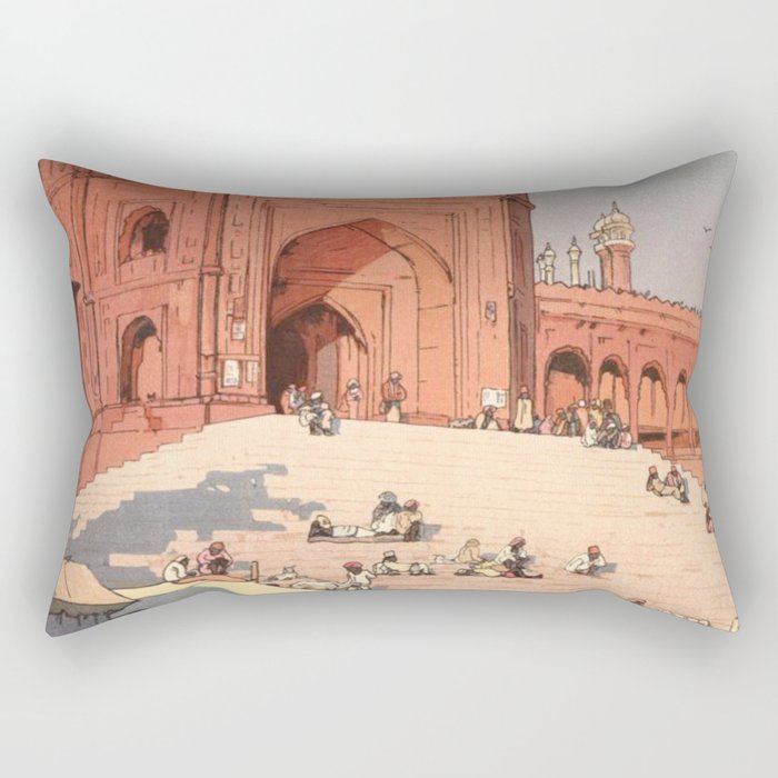 Jami Masjid Delhi From The India And Southeast Asia Series By Yoshida Hiroshi Rectangular Pillow Gallery Image 1