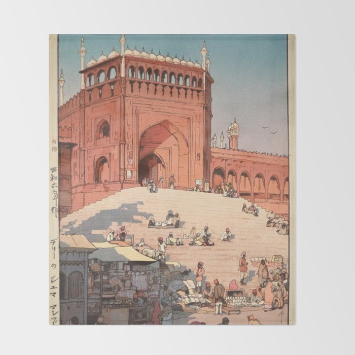 Jami Masjid Delhi From The India And Southeast Asia Series By Yoshida Hiroshi Throw Blanket Gallery Image 2