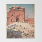 Jami Masjid Delhi From The India And Southeast Asia Series By Yoshida Hiroshi Throw Blanket Gallery Image 2