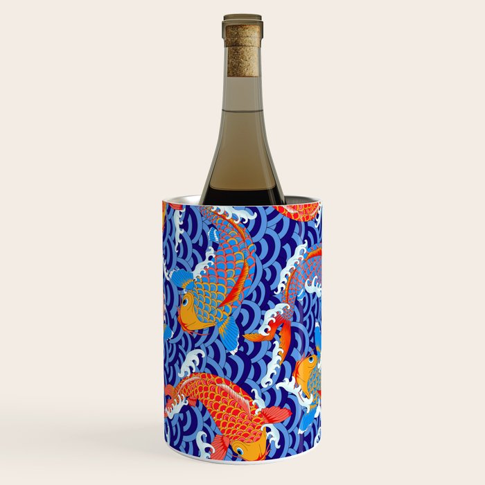 Koi fish / japanese tattoo style pattern Wine Chiller Gallery Image 2