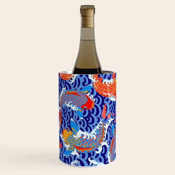 Koi fish / japanese tattoo style pattern Wine Chiller Gallery Image 1
