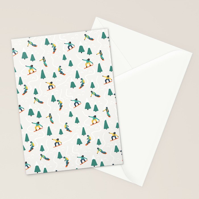 Snowboarding Illustration Pattern Stationery Card Gallery Image 2