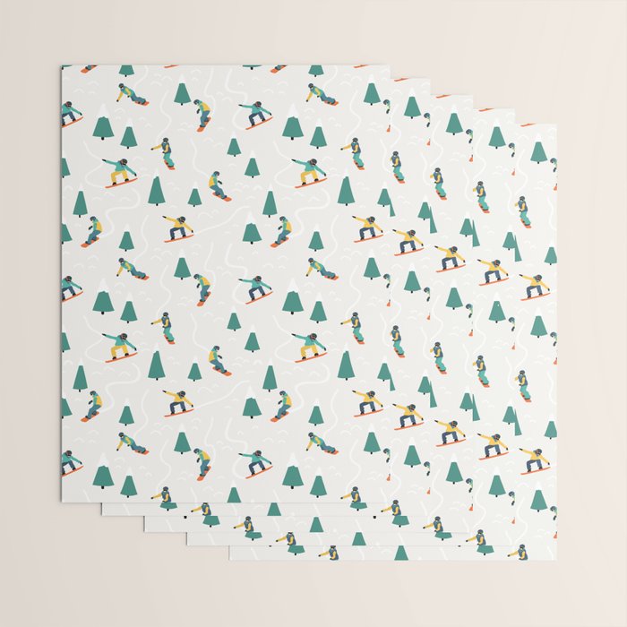 Snowboarding Illustration Pattern Wrapping Paper Gallery Image 3