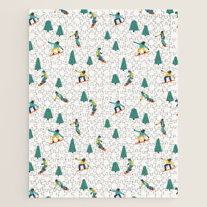 Snowboarding Illustration Pattern Jigsaw Puzzle Gallery Image 1