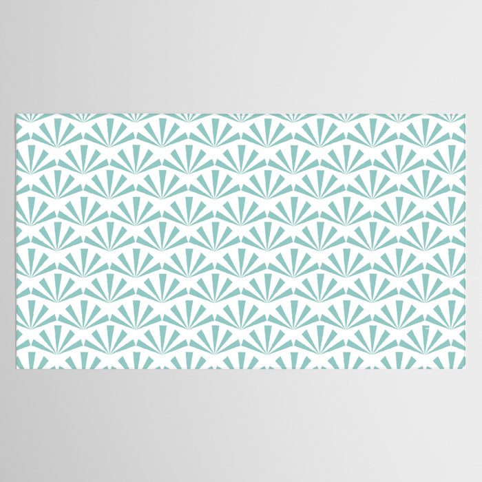 Light teal mid century modern sun pattern Tablecloth Gallery Image 2