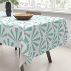 Light teal mid century modern sun pattern Tablecloth Gallery Image 3