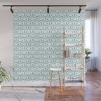 Light teal mid century modern sun pattern Wall Mural Gallery Image 1