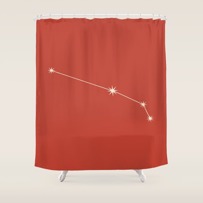 Aries Zodiac Star Constellation Line Art Red Shower Curtain Gallery Image 1