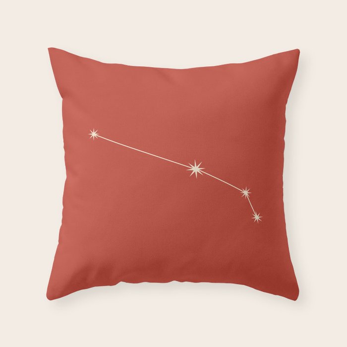 Aries Zodiac Star Constellation Line Art Red Throw Pillow Gallery Image 6