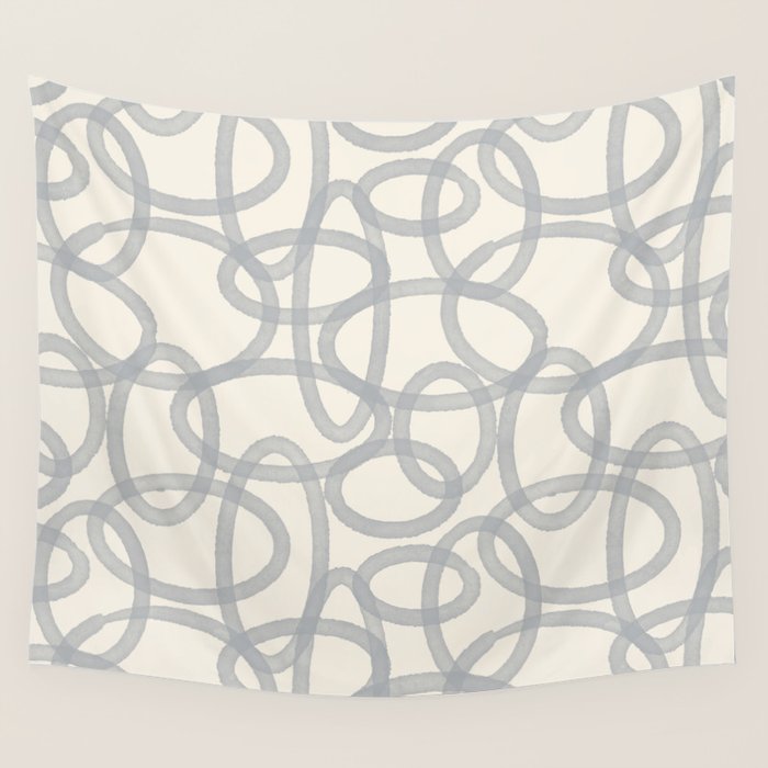 Watercolor Circles - Blue Cream Wall Tapestry Gallery Image 4