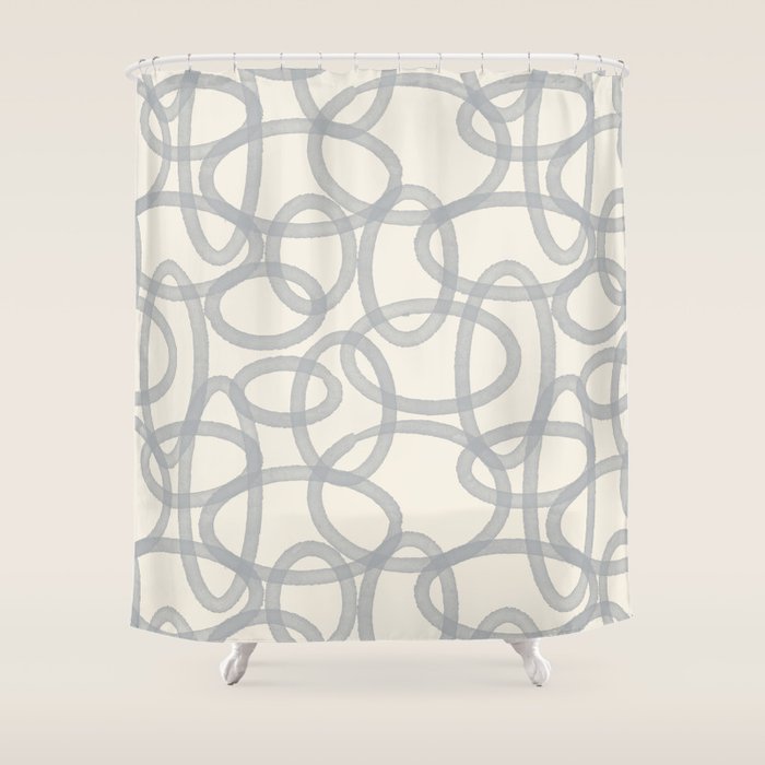 Watercolor Circles - Blue Cream Shower Curtain Gallery Image 1