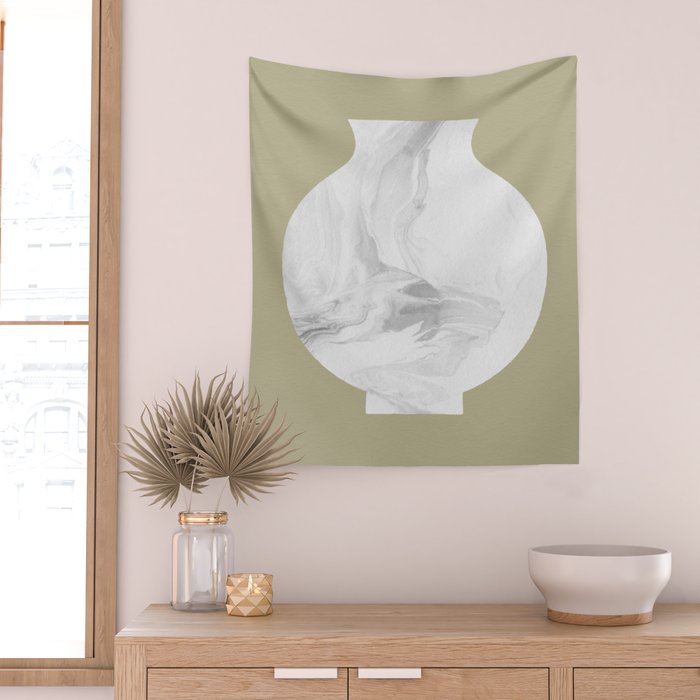Marble Porcelain Vase - Beige Wall Tapestry Gallery Image 2