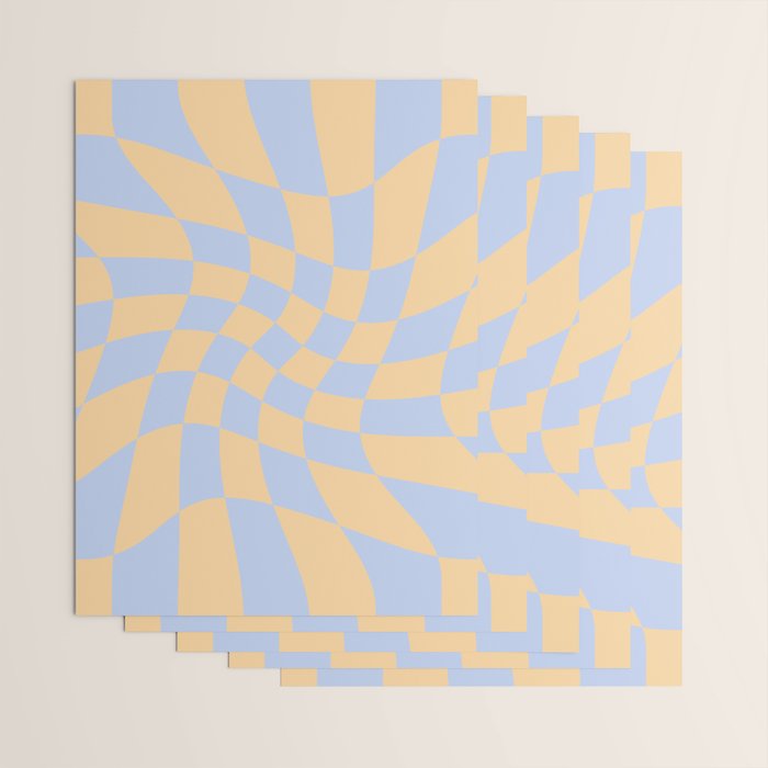 Wavy Check - Blue And Yellow - Checkerboard Pattern Print Wrapping Paper Gallery Image 3