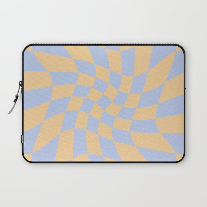 Wavy Check - Blue And Yellow - Checkerboard Pattern Print Laptop Sleeve Gallery Image 1