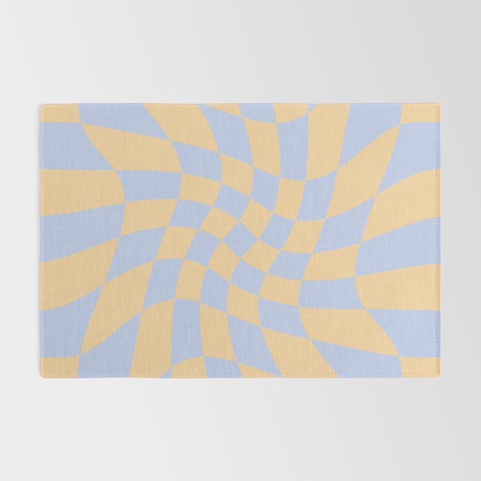 Wavy Check - Blue And Yellow - Checkerboard Pattern Print Rug Gallery Image 2