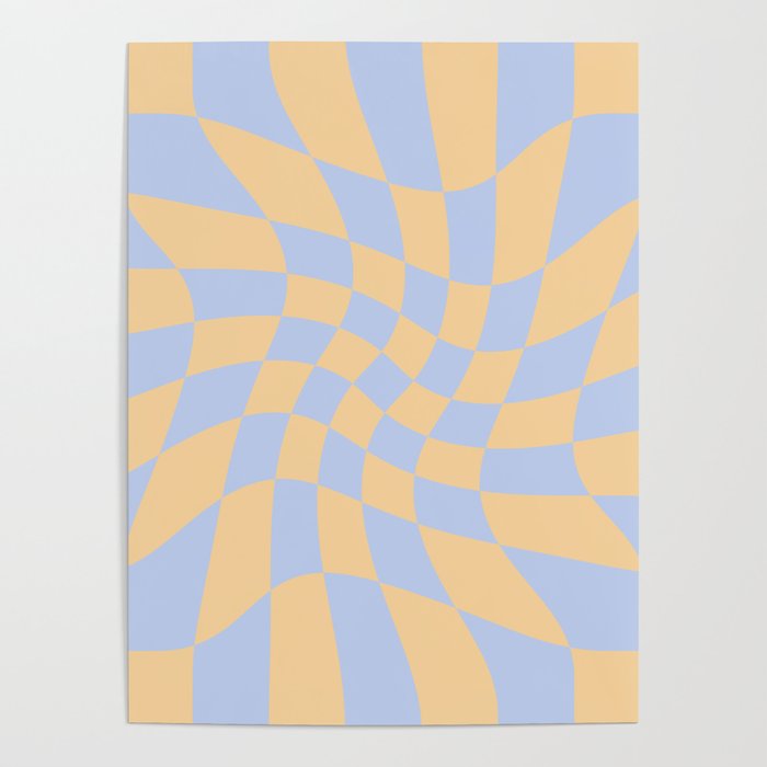 Wavy Check - Blue And Yellow - Checkerboard Pattern Print Poster Gallery Image 4