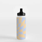 Wavy Check - Blue And Yellow - Checkerboard Pattern Print Water Bottle Gallery Image 2