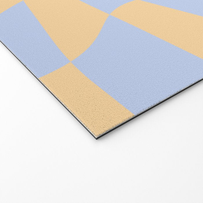 Wavy Check - Blue And Yellow - Checkerboard Pattern Print Welcome Mat Gallery Image 2