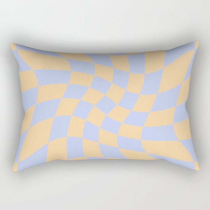 Wavy Check - Blue And Yellow - Checkerboard Pattern Print Rectangular Pillow Gallery Image 2