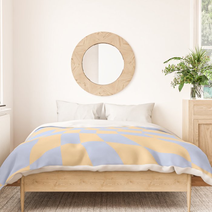 Wavy Check - Blue And Yellow - Checkerboard Pattern Print Duvet Cover Gallery Image 3