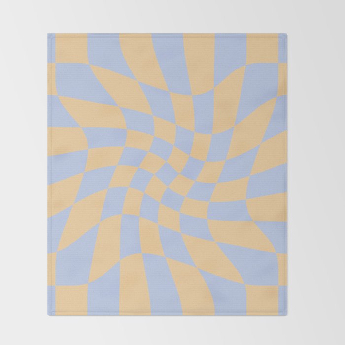 Wavy Check - Blue And Yellow - Checkerboard Pattern Print Throw Blanket Gallery Image 2