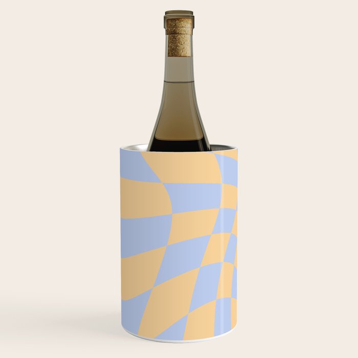 Wavy Check - Blue And Yellow - Checkerboard Pattern Print Wine Chiller Gallery Image 2