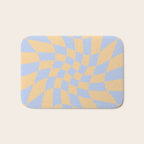 Wavy Check - Blue And Yellow - Checkerboard Pattern Print Bath Mat Gallery Image 1