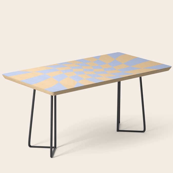 Wavy Check - Blue And Yellow - Checkerboard Pattern Print Coffee Table Gallery Image 1