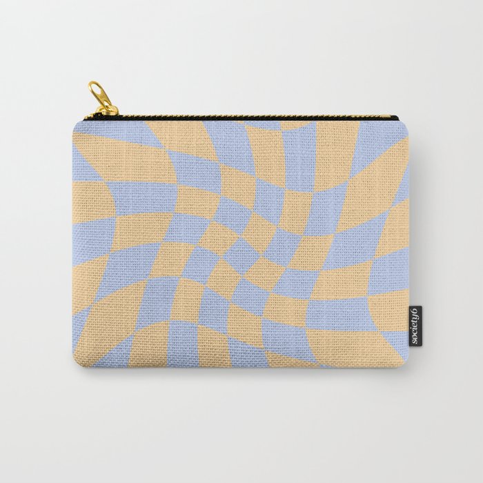 Wavy Check - Blue And Yellow - Checkerboard Pattern Print Carry All Pouch Gallery Image 1