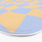 Wavy Check - Blue And Yellow - Checkerboard Pattern Print Bath Mat Gallery Image 3