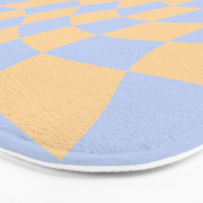 Wavy Check - Blue And Yellow - Checkerboard Pattern Print Bath Mat Gallery Image 3