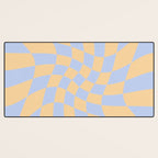 Wavy Check - Blue And Yellow - Checkerboard Pattern Print Desk Mat Gallery Image 3