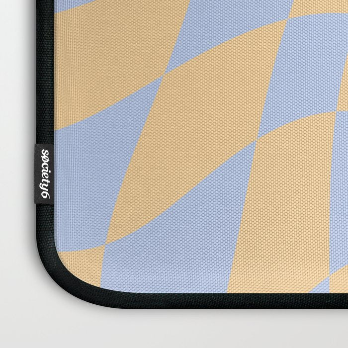 Wavy Check - Blue And Yellow - Checkerboard Pattern Print Laptop Sleeve Gallery Image 3